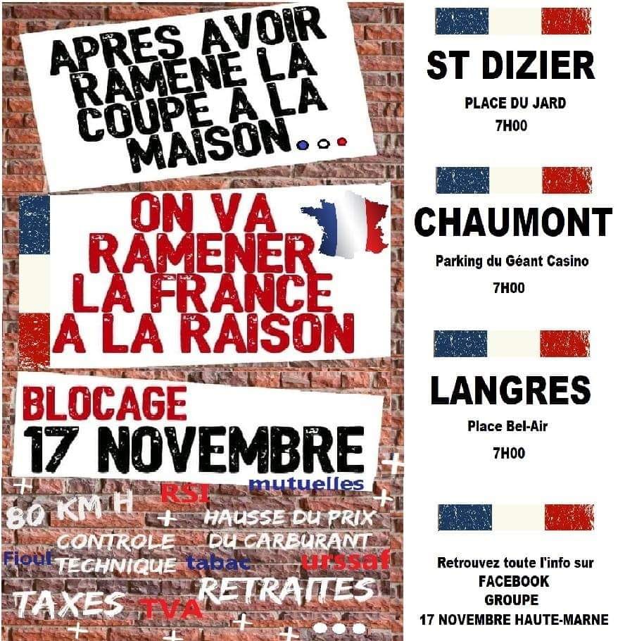 Flash info journal citoyen manifestation des gilets jaunes du 17 novembre 2018 en Haute Marne
