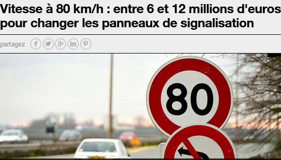 Flash info le cout de la vitesse à 80 kilomètres heures 12 millions dEuro