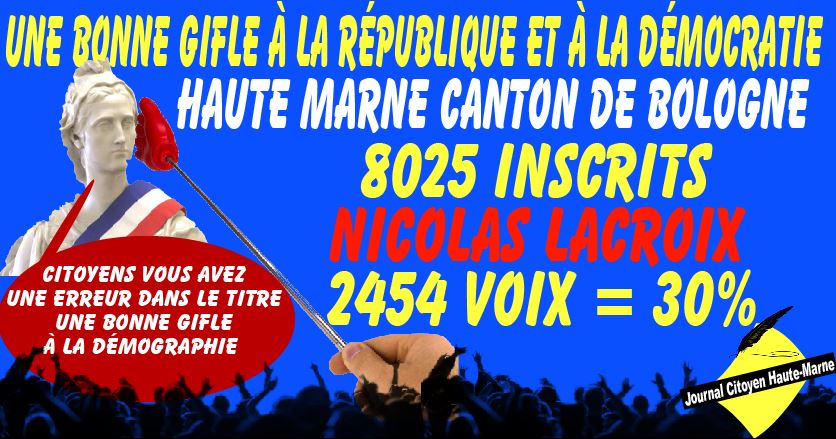 Haute Marne Nicolas Lacroix élu avec 30 pour cent des inscrits un gifle à la démocratie Journal Citoyen à lire ici