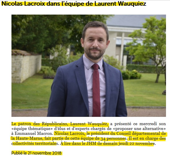 Nicolas Lacroix proche de Laurent Wauquiez proche des thème du FN